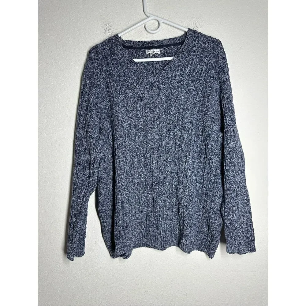 croft & barrow Blue V-Neck Cable Knit Sweater - fits more like a 1x